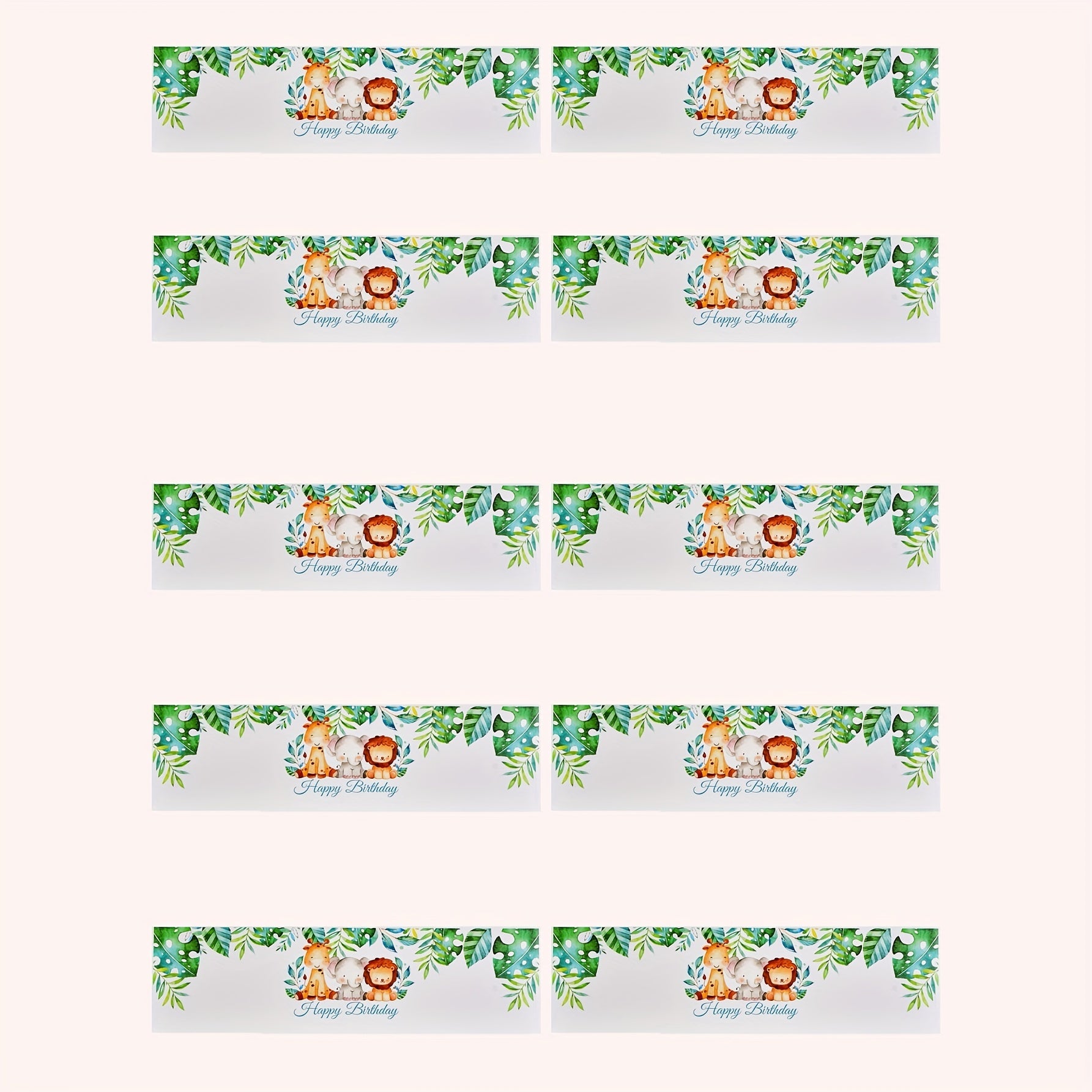 Animal Birthday Water Bottle Stickers 10pcs