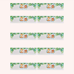 Animal Birthday Water Bottle Stickers 10pcs