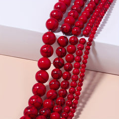Red Howlite Turquoise Round Beads 4-10mm for Jewelry Making