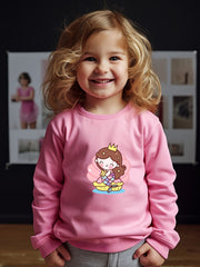 OERYUI Princess Print Crew Neck Pullover Top Kids Clothes Spring