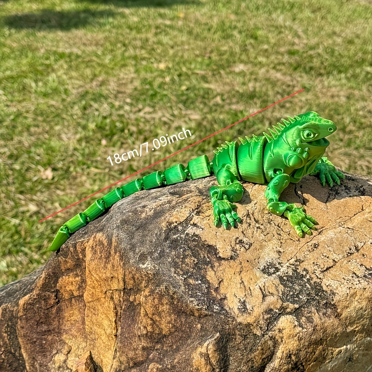 Vibrant Red 3D Printed Lizard Statue with Flexible Joints Articulated Tail