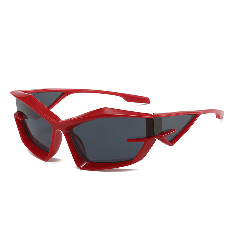 Wrap Around Sunglasses Block Sports Y2K Stylish Futuristic Cat Eye Glasses