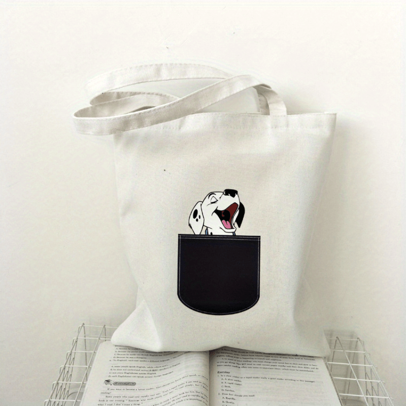 Dog Print Canvas Bag Eco friendly Shopping Bag