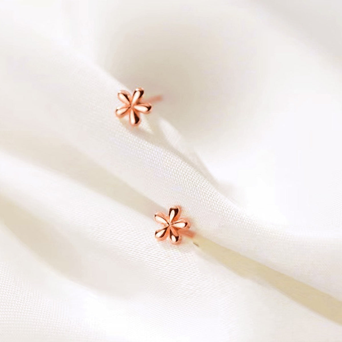 Small Floral Stud Earrings in Golden and Silver