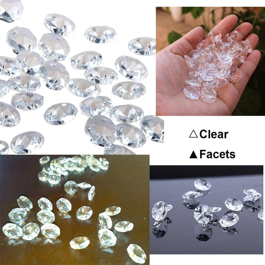 100pcs 1.0 55inch Transparent Octagonal Beads for Chandelier Curtain Ties