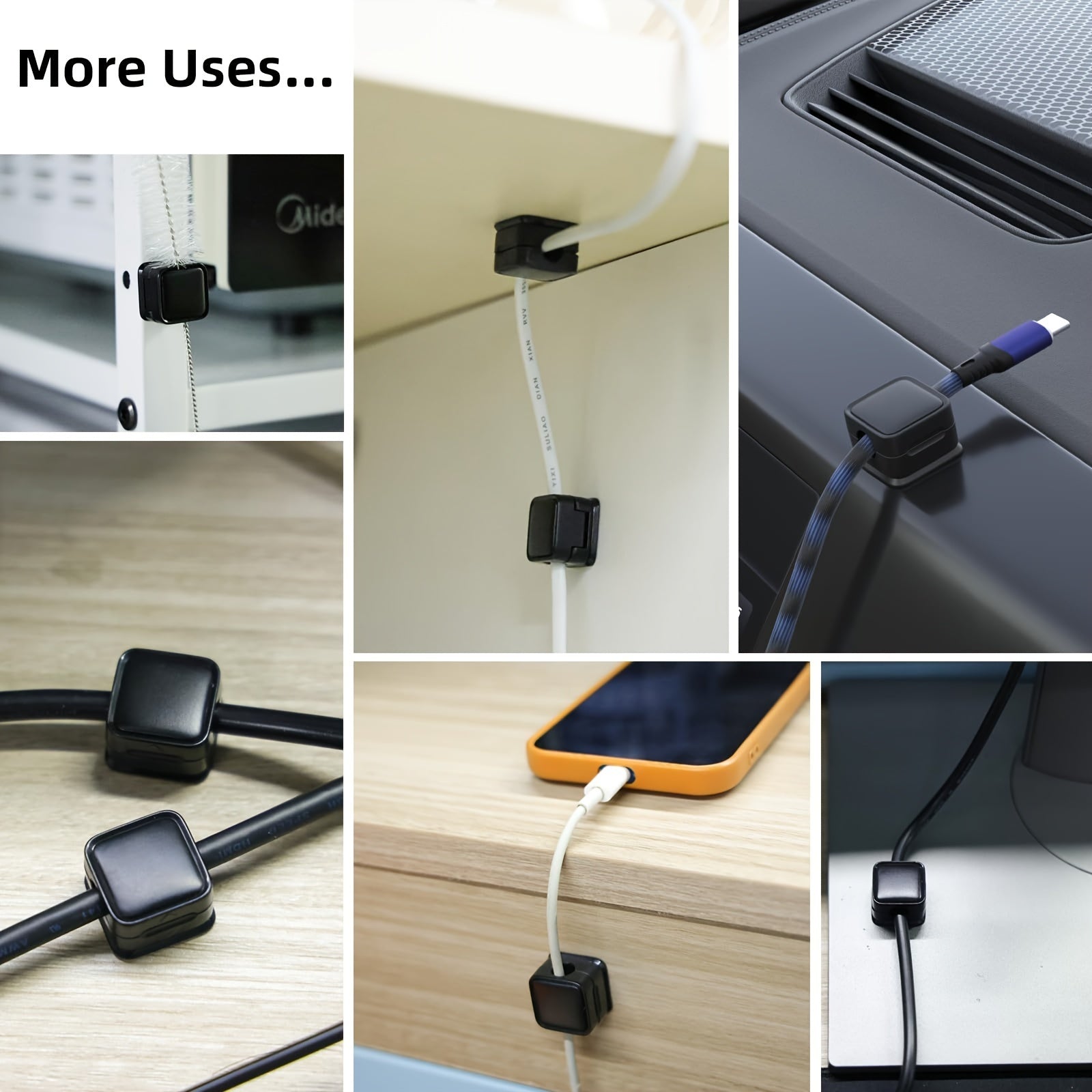 6pcs Magnetic Cable Clip Organizer Holder for Nightstand Kitchen Office Storage