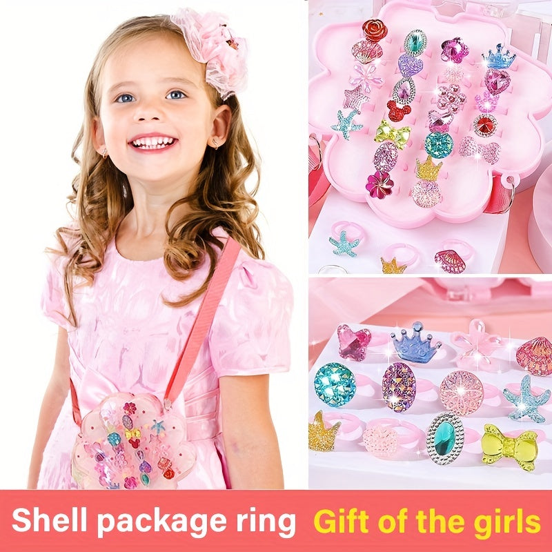 Children's Rings Girls Toys Baby Ear Clip Jewelry Box Princess Trinkets