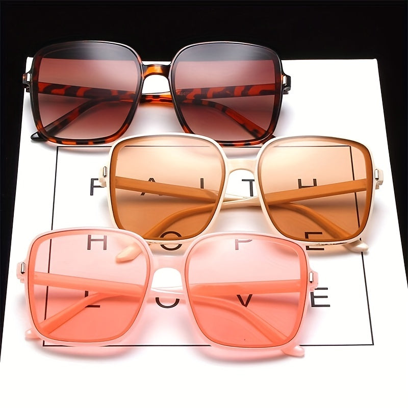 Square Frame Sunglasses Gradient Lens Rivet Decor UV400