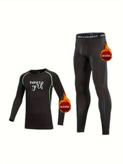 2pcs Toddler Fleece Compression Sets PAPA'S GIRL Print Crew Neck Matching Pants