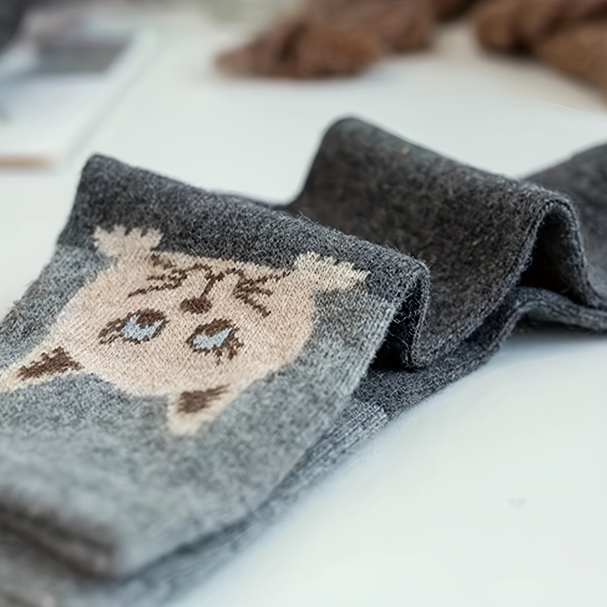 5 Pairs Cartoon Cat Print Socks Women's Mid Tube Stockings