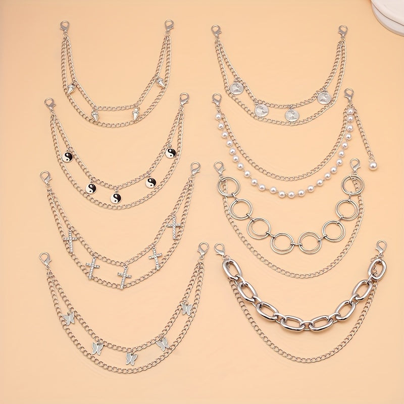 Butterfly Cross Charm Chain Layered Waist Tassel Chain Punk Accessories