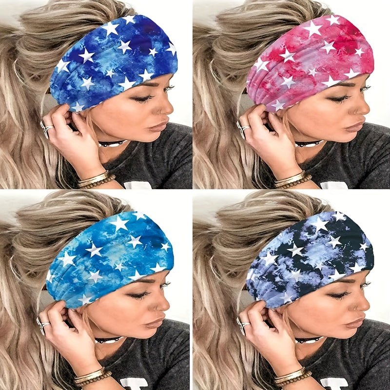 Stars Pattern Sports Headband Yoga Fitness Workout Sweatband Hair Accessories