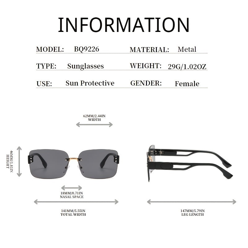 Vintage Gradient Sunglasses Metal Eyewear for Women