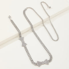 Rhinestone Bow Waist Chain Sexy Body Chain