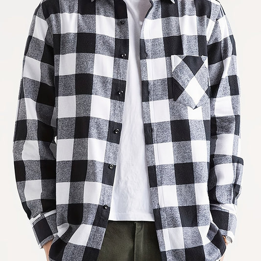 Plaid Print Button Up Shirt Men's Spring Summer