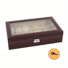 Brown Sunroof Watch Storage Box With Lock