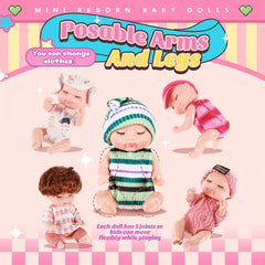 6pcs 4 Inch Mini Reborn Baby Dolls Easter Gift Realistic Doll with Clothes Set