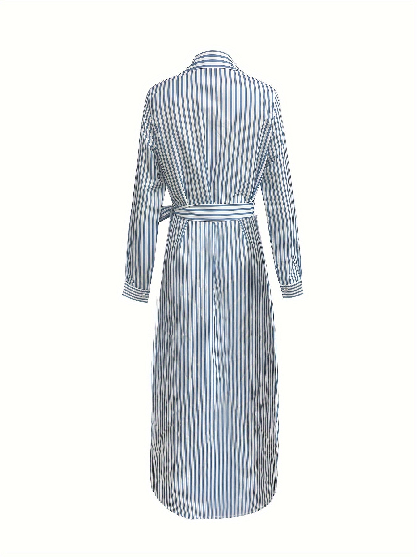  Striped Maxi Shirt Dress