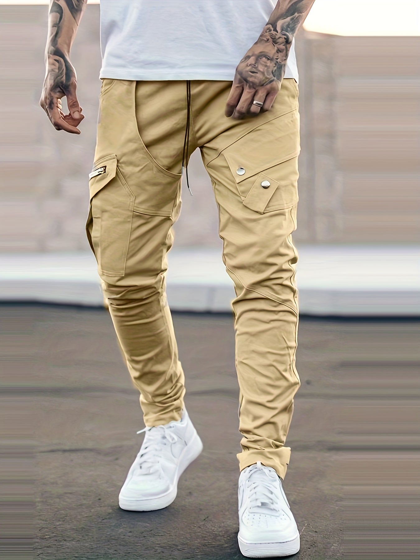 Men's Casual Cargo Pants with Large Pockets