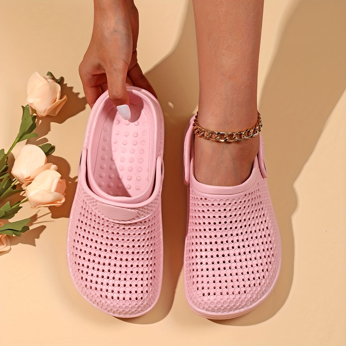 Women's Casual Garden Clogs Hollow Out Closed Toe Slip On Shoes