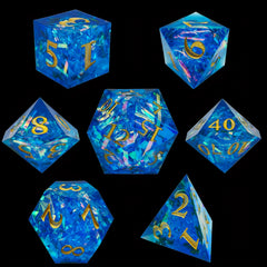 Colorful Striped Dice Set Of 7 Polyhedron Crafting Board Game