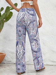 Boho Paisley Print Wide Leg Pants