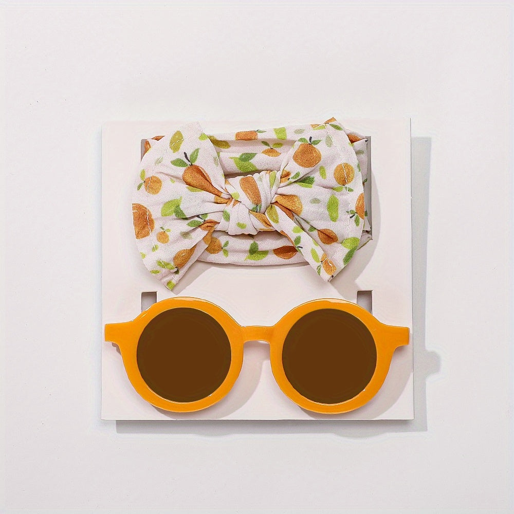 Newborn Baby Headband & Round Sunglasses Set Hair Accessories