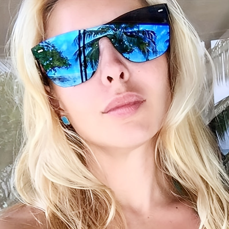 One Piece Frameless Cyberpunk Sunglasses for Women