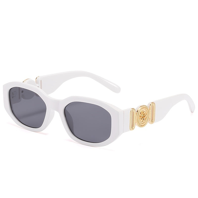 Vintage Polygonal Sunglasses Metal Flower Label Classic Shades