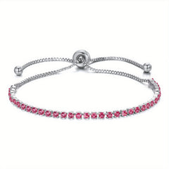 Adjustable Rhinestone Tennis Chain Bracelet Women Hand Jewelry 1 Pc