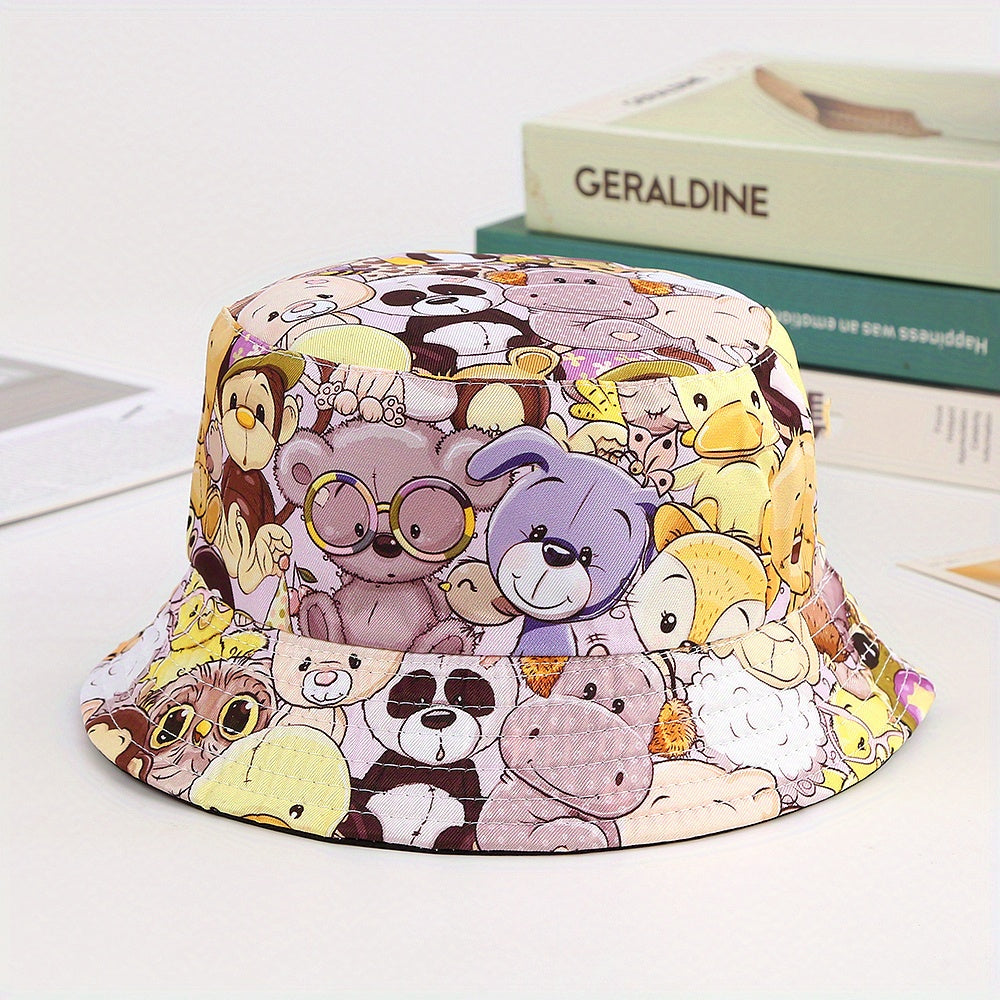 Kids Animal Pattern Reversible Sun Hat for Outdoor Travel