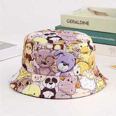 Kids Animal Pattern Reversible Sun Hat for Outdoor Travel
