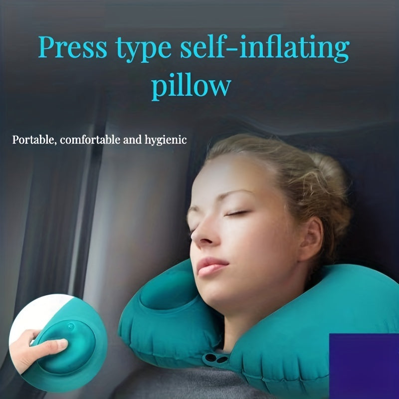 Inflatable U-Shaped Car Neck Pillow for Travel and Office Use