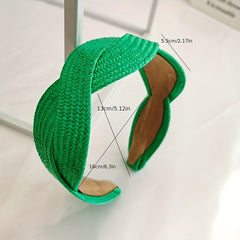 Boho Straw Knitted Twist Headband Wide Brimmed Hair Band for Women Girls