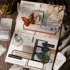 40pcs Retro Border Journal Material Decorative Collage Non Adhesive Pen Ink Set