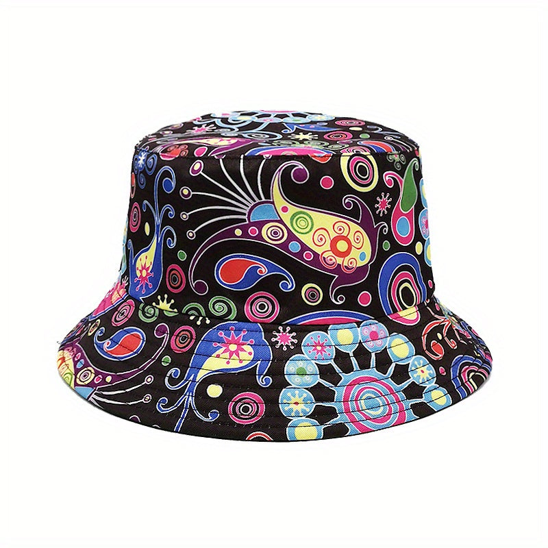 Paisley Print Bucket Hat Reversible Cartoon Anime Sunscreen Fisherman