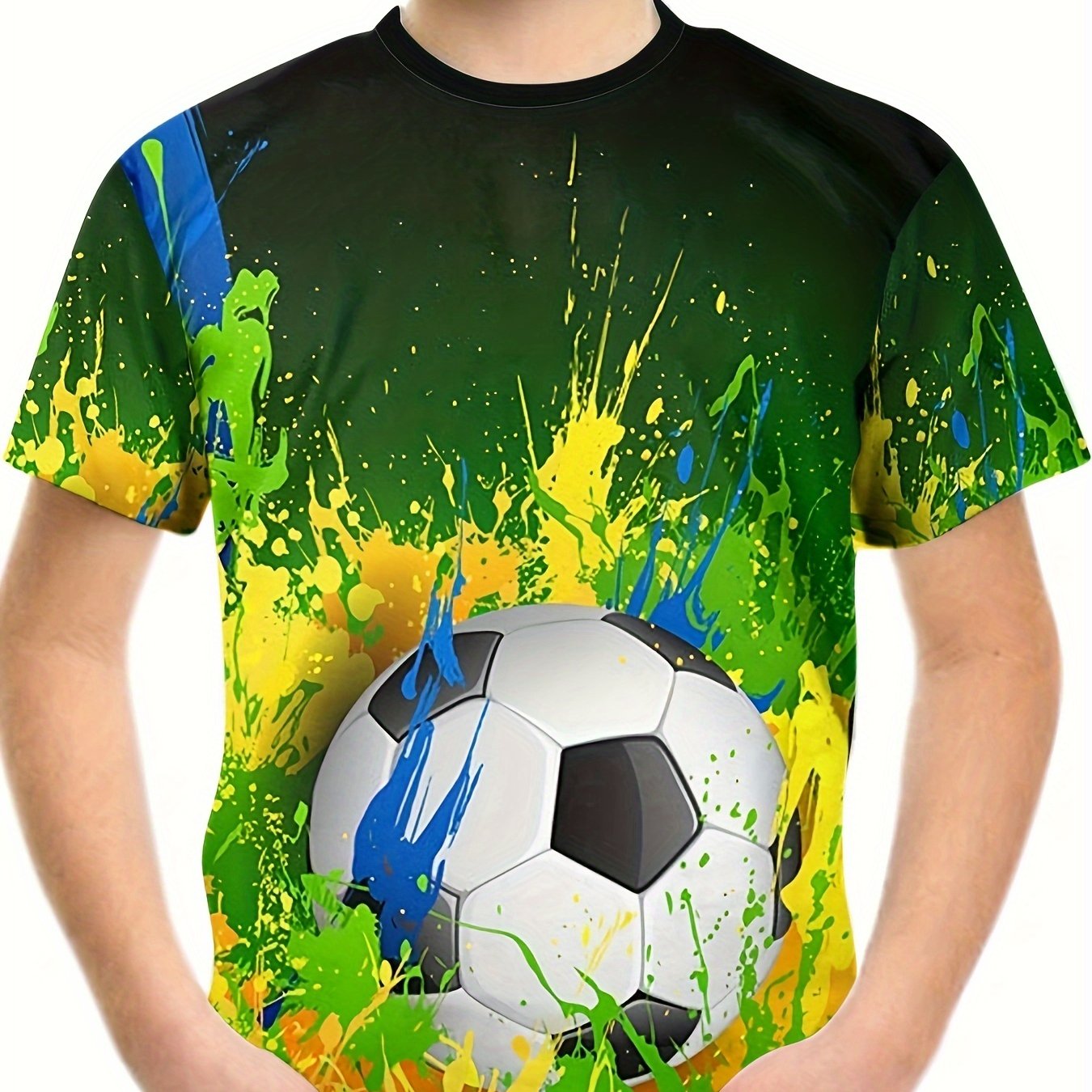 Soccer Splash 3D Print Boy's T shirt Kids Casual Short Sleeve