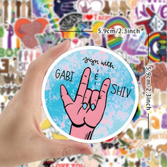 ASL Stickers: I Love You, Be Kind, Rock Gesture Stickers - 50 PCS