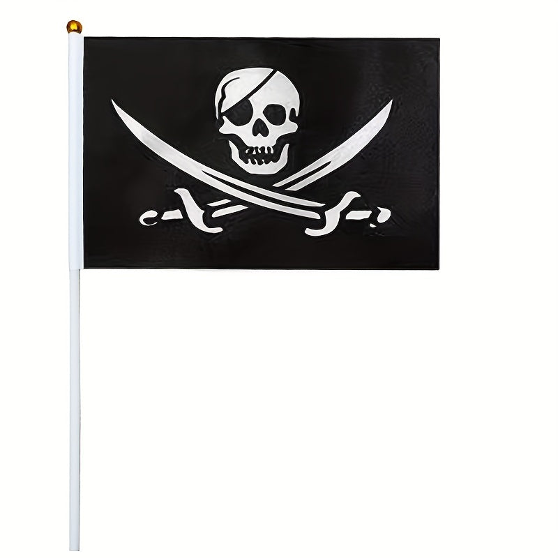 10pcs Small Pirate Stick Flag Mini Hand Held Flags 6 Styles 12 7x20
