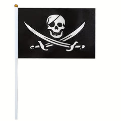 10pcs Small Pirate Stick Flag Mini Hand Held Flags 6 Styles 12 7x20