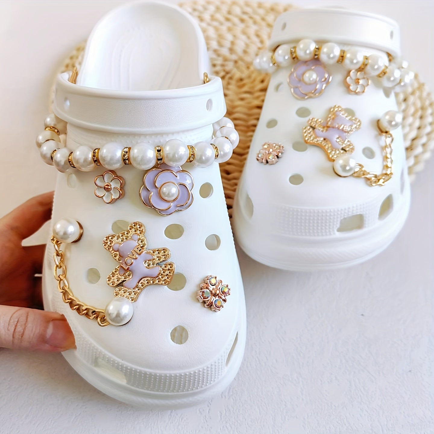 Purple Teddy Bear Shoe Decoration Set