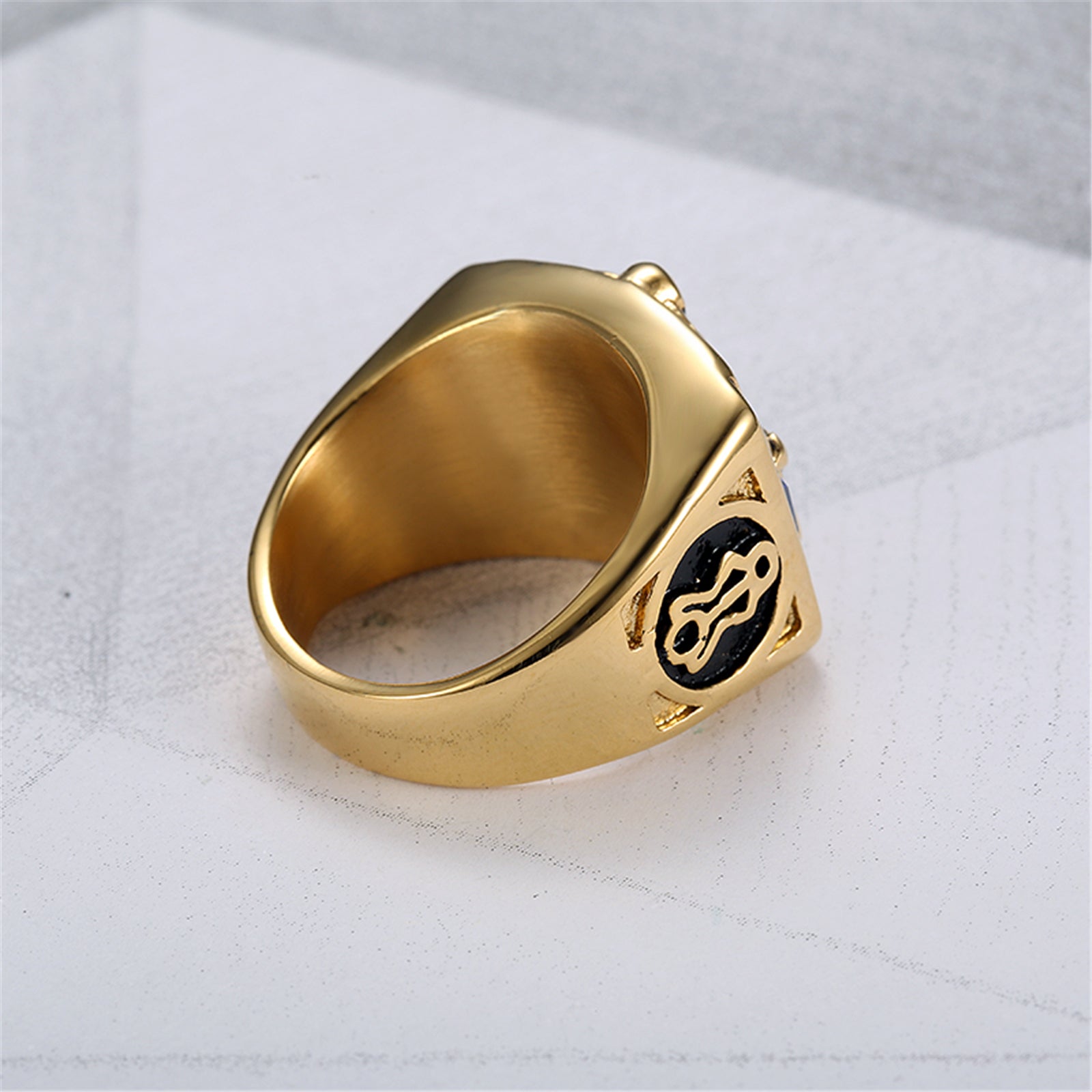 Vintage Stainless Steel Zircon Men's Alphabet Ring