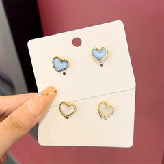 Y2K Style Starry Sky Heart Stud Earrings 18K Plated