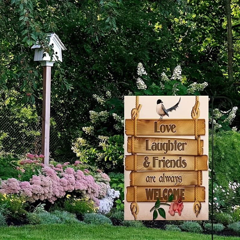 Love Laughter & Friends Garden Flag 30x48 Inches Double Sided Decoration