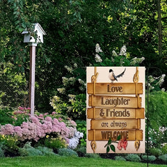 Love Laughter & Friends Garden Flag 30x48 Inches Double Sided Decoration