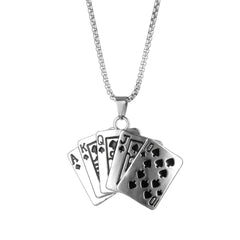 Titanium Steel Playing Cards Pendant Necklace Hip hop Men's Necklace Jewelry
