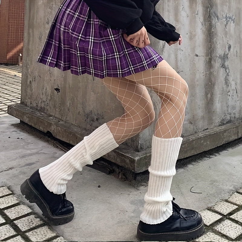 3 Pairs Ribbed Leg Warmers Knee High Socks Women's Stockings & Hosiery
