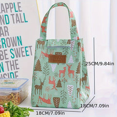 Cartoon Pattern Green Portable Insulated Lunch Bag Waterproof Refrigerated