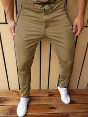 Classic Solid Men's Zipper Dress Pants with Stretch