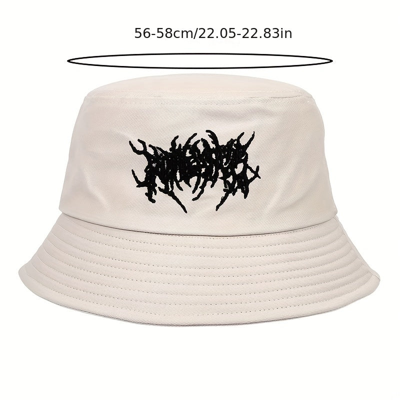 Gothic Embroidery Cotton Bucket Hat Unisex Lightweight Sunshade